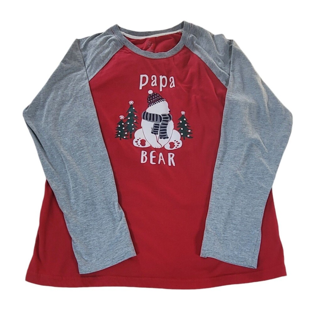 Cuddl Duds Holiday Papa Bear Pajama Top Men's Med. Christmas Winter Sleepwear